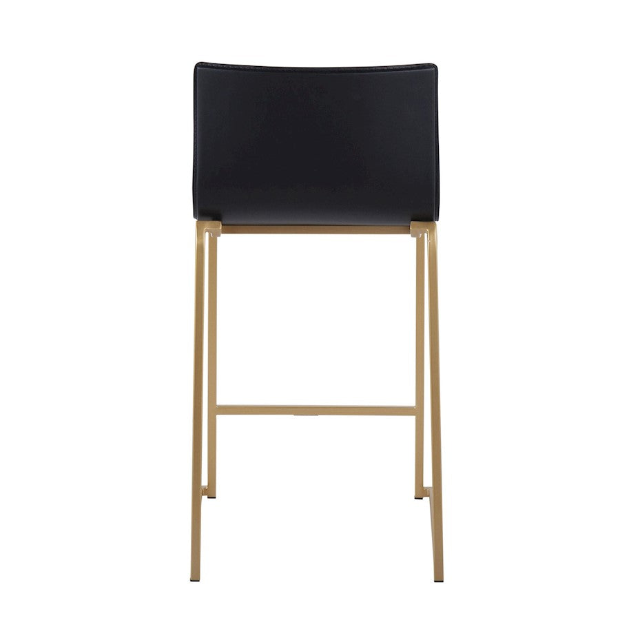 LumiSource Mara Counter Stool Set/2 | Contemporary Gold Metal & Black PU | Kitchen Island & Dining Area Seating | Model B26-MARAUPAUBK2
