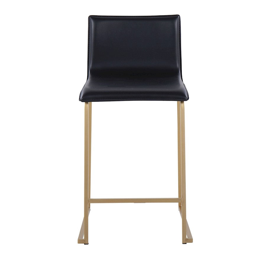 LumiSource Mara Counter Stool Set/2 | Contemporary Gold Metal & Black PU | Kitchen Island & Dining Area Seating | Model B26-MARAUPAUBK2