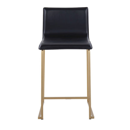 LumiSource Mara Counter Stool Set/2 | Contemporary Gold Metal & Black PU | Kitchen Island & Dining Area Seating | Model B26-MARAUPAUBK2