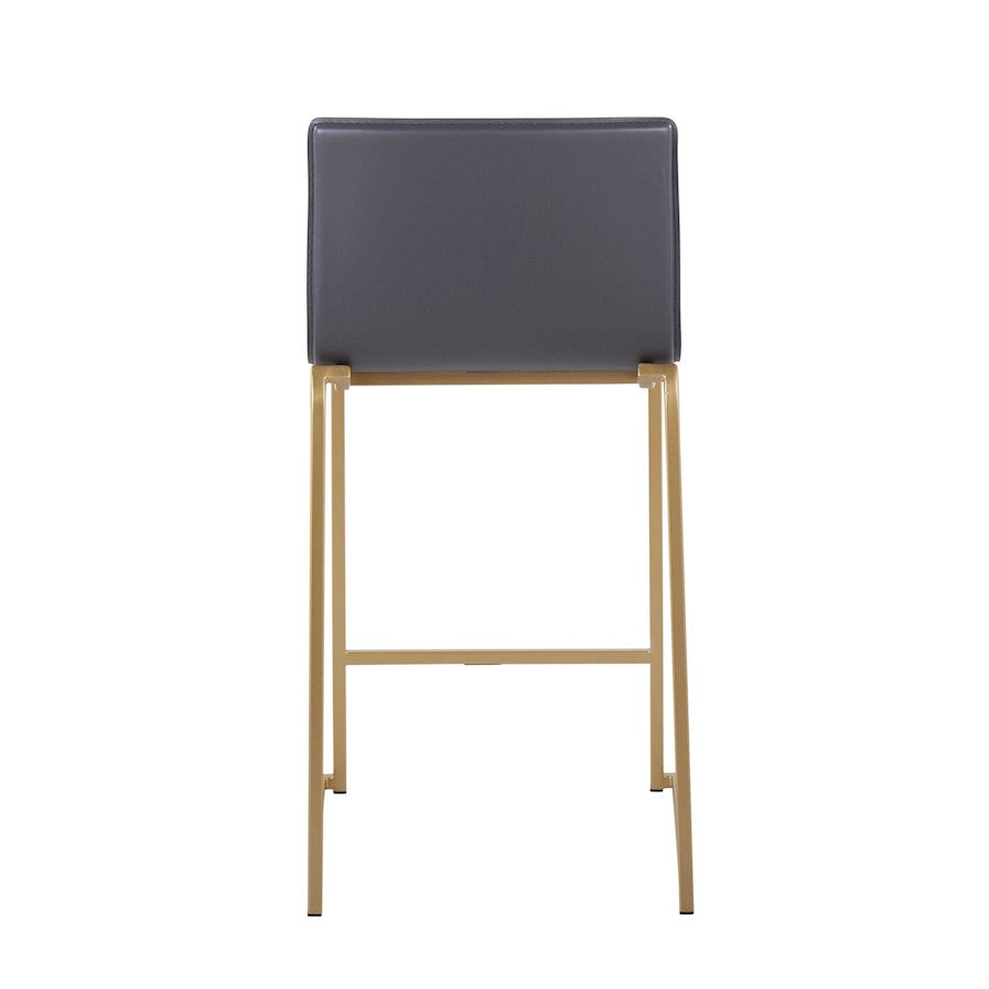LumiSource Mara Counter Stool Set of 2 | Gold Metal and Grey PU | Kitchen Island & Dining Room Seating | 19 x 17.5 x 34.5 in | Model B26-MARAUPAUGY2