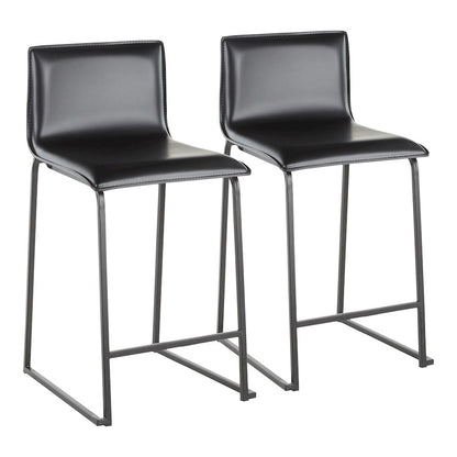 LumiSource Mara Counter Stool Set of 2 | Black Metal and Black PU | Kitchen Island & Dining Room Seating | 19 x 17.5 x 34.5 in | Model B26-MARAUPBKBK2