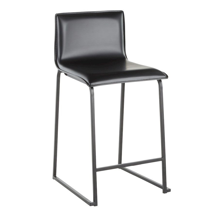LumiSource Mara Counter Stool Set of 2 | Black Metal and Black PU | Kitchen Island & Dining Room Seating | 19 x 17.5 x 34.5 in | Model B26-MARAUPBKBK2