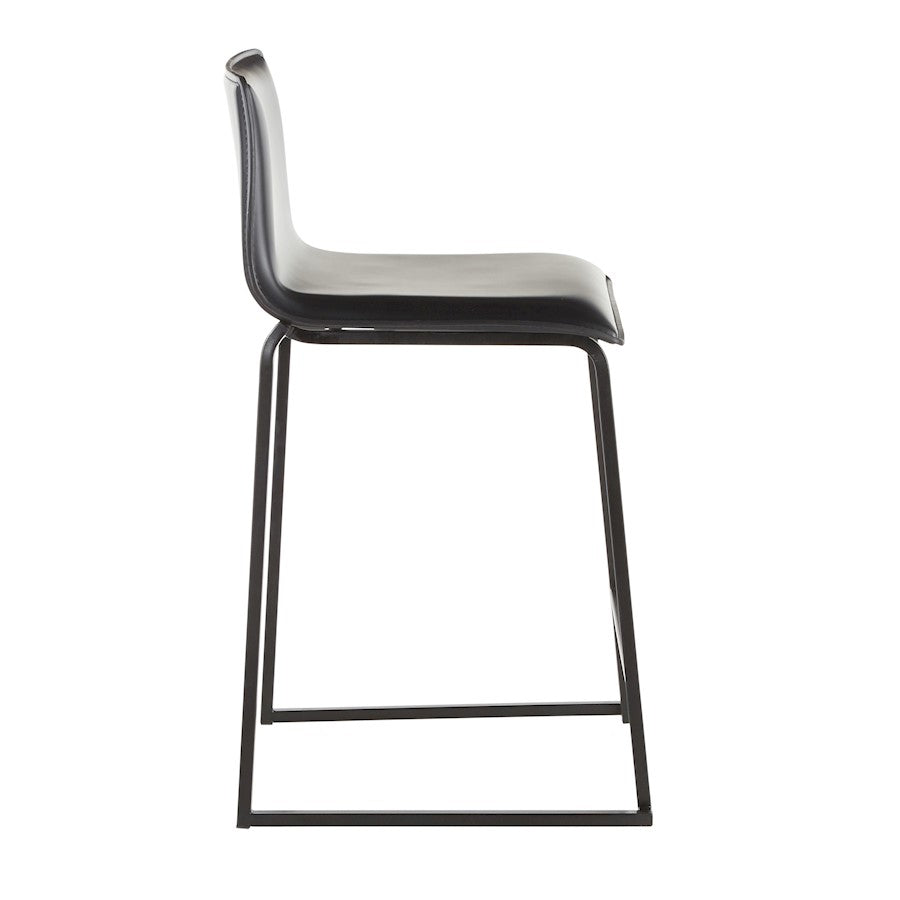 LumiSource Mara Counter Stool Set of 2 | Black Metal and Black PU | Kitchen Island & Dining Room Seating | 19 x 17.5 x 34.5 in | Model B26-MARAUPBKBK2