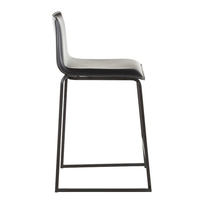 LumiSource Mara Counter Stool Set of 2 | Black Metal and Black PU | Kitchen Island & Dining Room Seating | 19 x 17.5 x 34.5 in | Model B26-MARAUPBKBK2