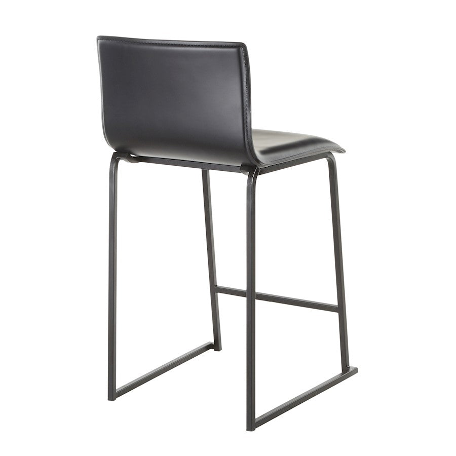 LumiSource Mara Counter Stool Set of 2 | Black Metal and Black PU | Kitchen Island & Dining Room Seating | 19 x 17.5 x 34.5 in | Model B26-MARAUPBKBK2
