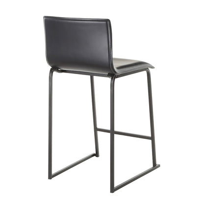 LumiSource Mara Counter Stool Set of 2 | Black Metal and Black PU | Kitchen Island & Dining Room Seating | 19 x 17.5 x 34.5 in | Model B26-MARAUPBKBK2