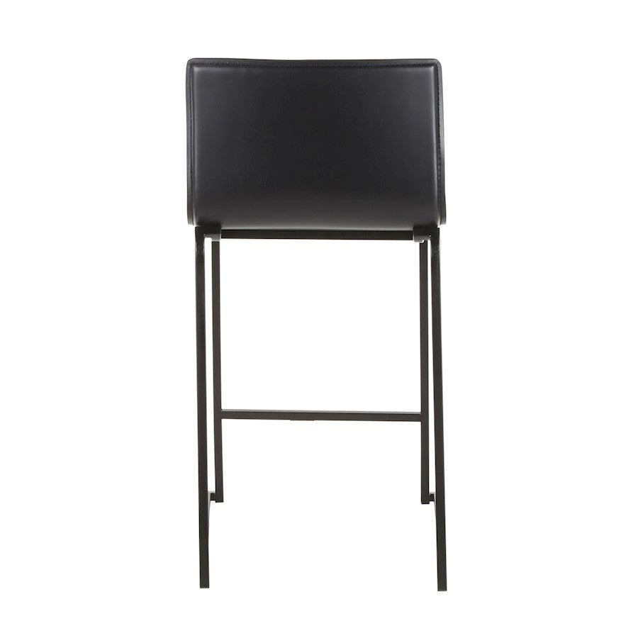 LumiSource Mara Counter Stool Set of 2 | Black Metal and Black PU | Kitchen Island & Dining Room Seating | 19 x 17.5 x 34.5 in | Model B26-MARAUPBKBK2