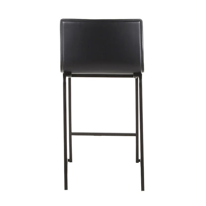 LumiSource Mara Counter Stool Set of 2 | Black Metal and Black PU | Kitchen Island & Dining Room Seating | 19 x 17.5 x 34.5 in | Model B26-MARAUPBKBK2