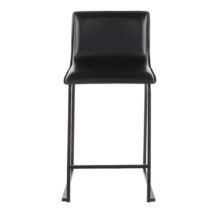 LumiSource Mara Counter Stool Set of 2 | Black Metal and Black PU | Kitchen Island & Dining Room Seating | 19 x 17.5 x 34.5 in | Model B26-MARAUPBKBK2