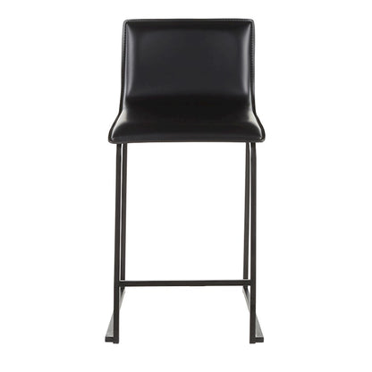 LumiSource Mara Counter Stool Set of 2 | Black Metal and Black PU | Kitchen Island & Dining Room Seating | 19 x 17.5 x 34.5 in | Model B26-MARAUPBKBK2