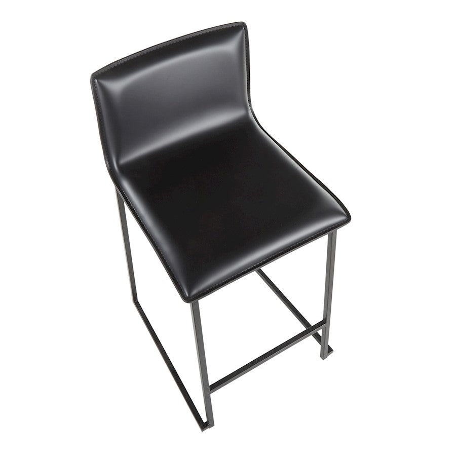 LumiSource Mara Counter Stool Set of 2 | Black Metal and Black PU | Kitchen Island & Dining Room Seating | 19 x 17.5 x 34.5 in | Model B26-MARAUPBKBK2