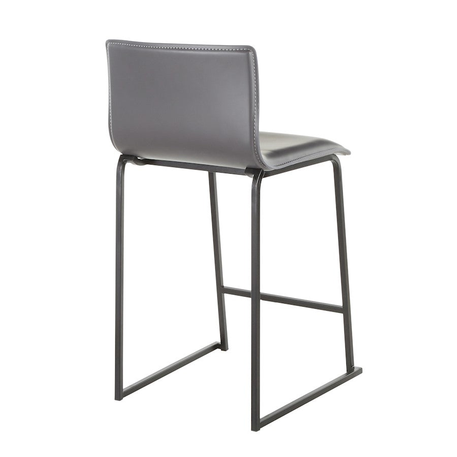 LumiSource Mara Counter Stool Set of 2 | Black Metal and Grey PU Faux Leather | Kitchen Island & Dining Room Seating | Model B26-MARAUPBKGY2