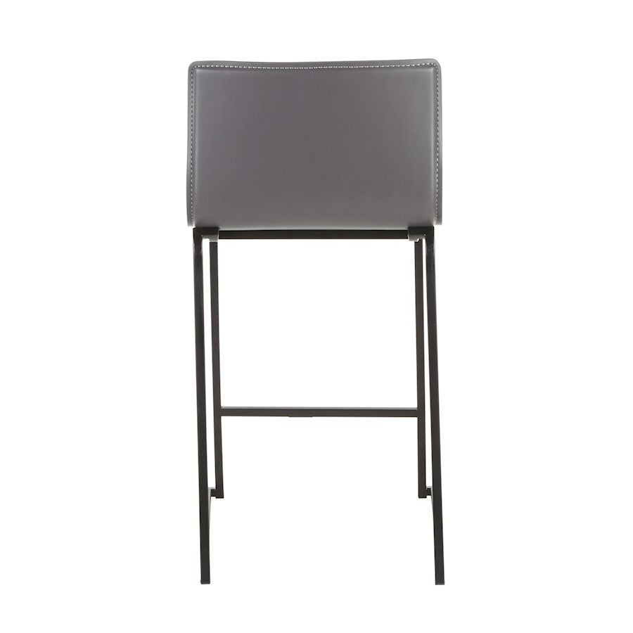 LumiSource Mara Counter Stool Set of 2 | Black Metal and Grey PU Faux Leather | Kitchen Island & Dining Room Seating | Model B26-MARAUPBKGY2