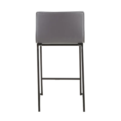 LumiSource Mara Counter Stool Set of 2 | Black Metal and Grey PU Faux Leather | Kitchen Island & Dining Room Seating | Model B26-MARAUPBKGY2