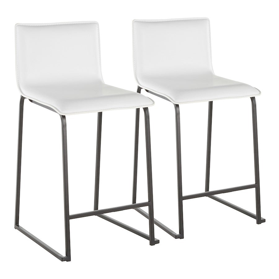 LumiSource Mara 19in Counter Stool Set of 2 | Black Metal and White PU Faux Leather | Kitchen Island & Dining Room Seating | Model B26-MARAUPBKW2