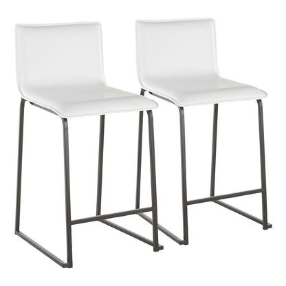 LumiSource Mara 19in Counter Stool Set of 2 | Black Metal and White PU Faux Leather | Kitchen Island & Dining Room Seating | Model B26-MARAUPBKW2