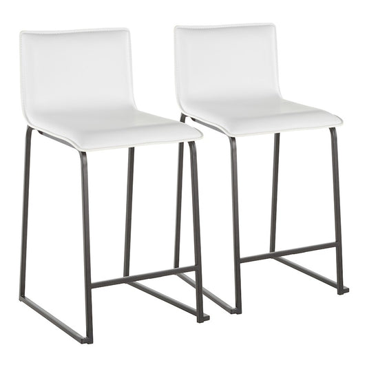 LumiSource Mara 19in Counter Stool Set of 2 | Black Metal and White PU Faux Leather | Kitchen Island & Dining Room Seating | Model B26-MARAUPBKW2