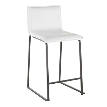 LumiSource Mara 19in Counter Stool Set of 2 | Black Metal and White PU Faux Leather | Kitchen Island & Dining Room Seating | Model B26-MARAUPBKW2
