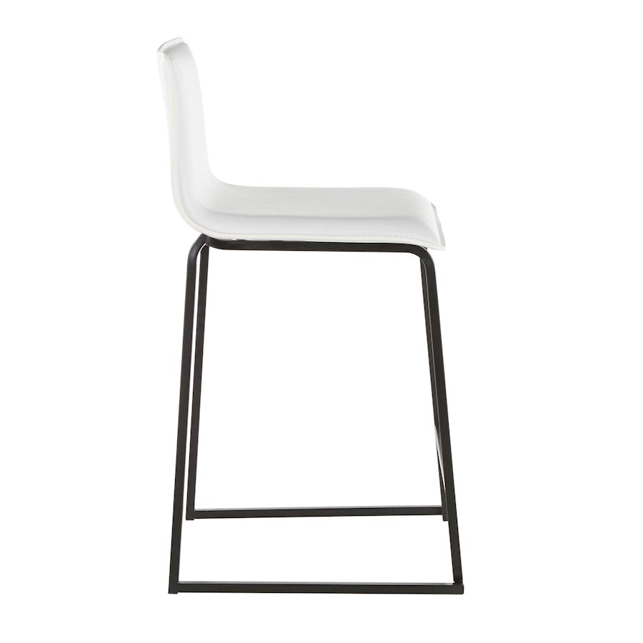 LumiSource Mara 19in Counter Stool Set of 2 | Black Metal and White PU Faux Leather | Kitchen Island & Dining Room Seating | Model B26-MARAUPBKW2