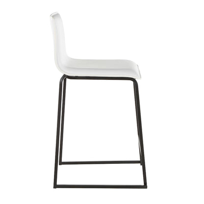 LumiSource Mara 19in Counter Stool Set of 2 | Black Metal and White PU Faux Leather | Kitchen Island & Dining Room Seating | Model B26-MARAUPBKW2