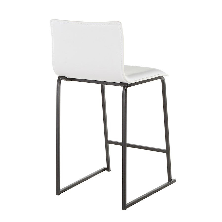 LumiSource Mara 19in Counter Stool Set of 2 | Black Metal and White PU Faux Leather | Kitchen Island & Dining Room Seating | Model B26-MARAUPBKW2