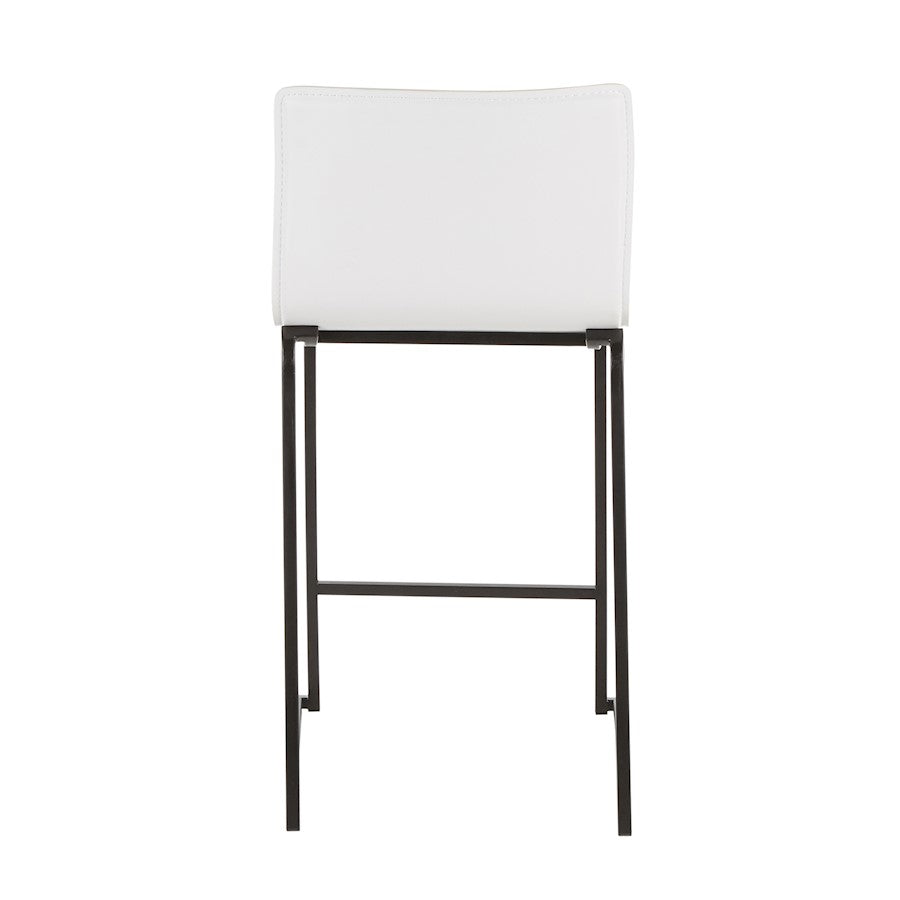 LumiSource Mara 19in Counter Stool Set of 2 | Black Metal and White PU Faux Leather | Kitchen Island & Dining Room Seating | Model B26-MARAUPBKW2