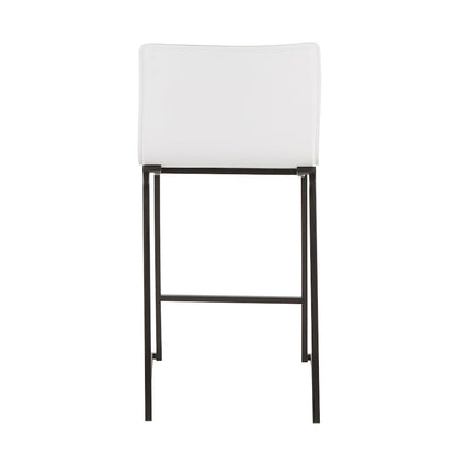 LumiSource Mara 19in Counter Stool Set of 2 | Black Metal and White PU Faux Leather | Kitchen Island & Dining Room Seating | Model B26-MARAUPBKW2