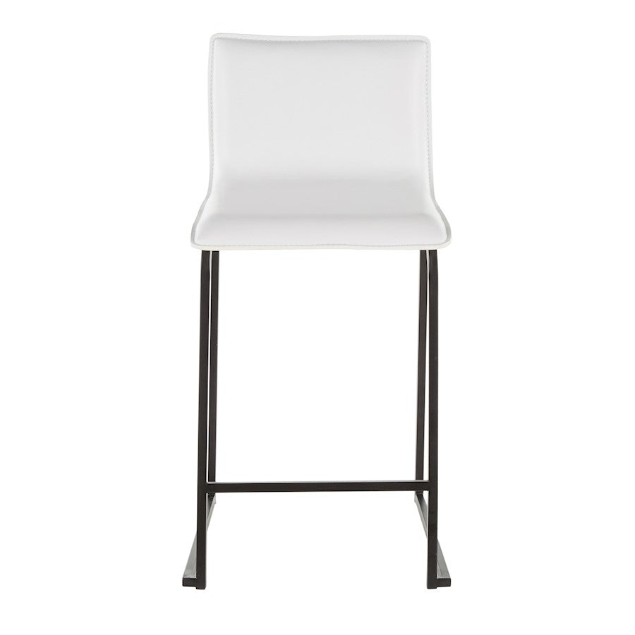 LumiSource Mara 19in Counter Stool Set of 2 | Black Metal and White PU Faux Leather | Kitchen Island & Dining Room Seating | Model B26-MARAUPBKW2