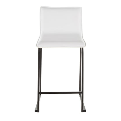 LumiSource Mara 19in Counter Stool Set of 2 | Black Metal and White PU Faux Leather | Kitchen Island & Dining Room Seating | Model B26-MARAUPBKW2