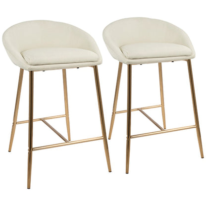 LumiSource Matisse Glam 26in Counter Stool | Gold Metal and Cream Fabric | Kitchen Island & Breakfast Bar Seating | Model B26-MATSEAUCR2