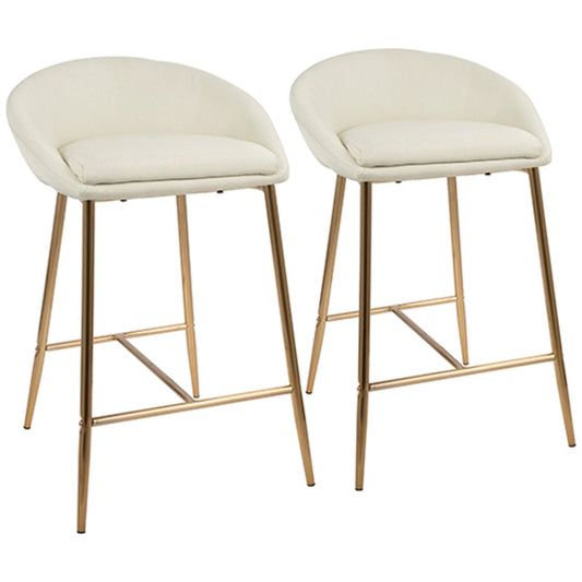 LumiSource Matisse Glam 26in Counter Stool | Gold Metal and Cream Fabric | Kitchen Island & Breakfast Bar Seating | Model B26-MATSEAUCR2