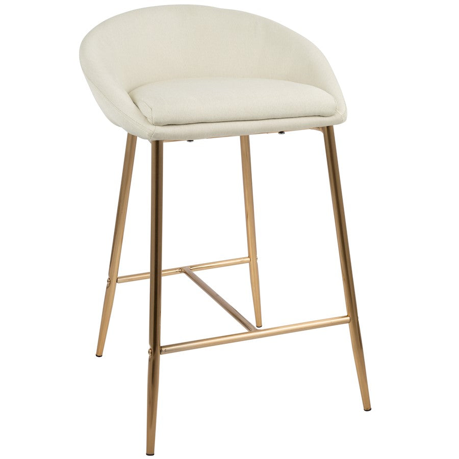 LumiSource Matisse Glam 26in Counter Stool | Gold Metal and Cream Fabric | Kitchen Island & Breakfast Bar Seating | Model B26-MATSEAUCR2