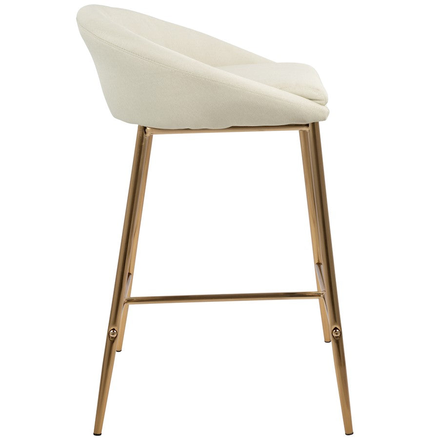 LumiSource Matisse Glam 26in Counter Stool | Gold Metal and Cream Fabric | Kitchen Island & Breakfast Bar Seating | Model B26-MATSEAUCR2