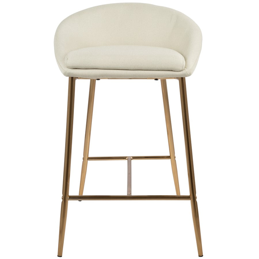 LumiSource Matisse Glam 26in Counter Stool | Gold Metal and Cream Fabric | Kitchen Island & Breakfast Bar Seating | Model B26-MATSEAUCR2