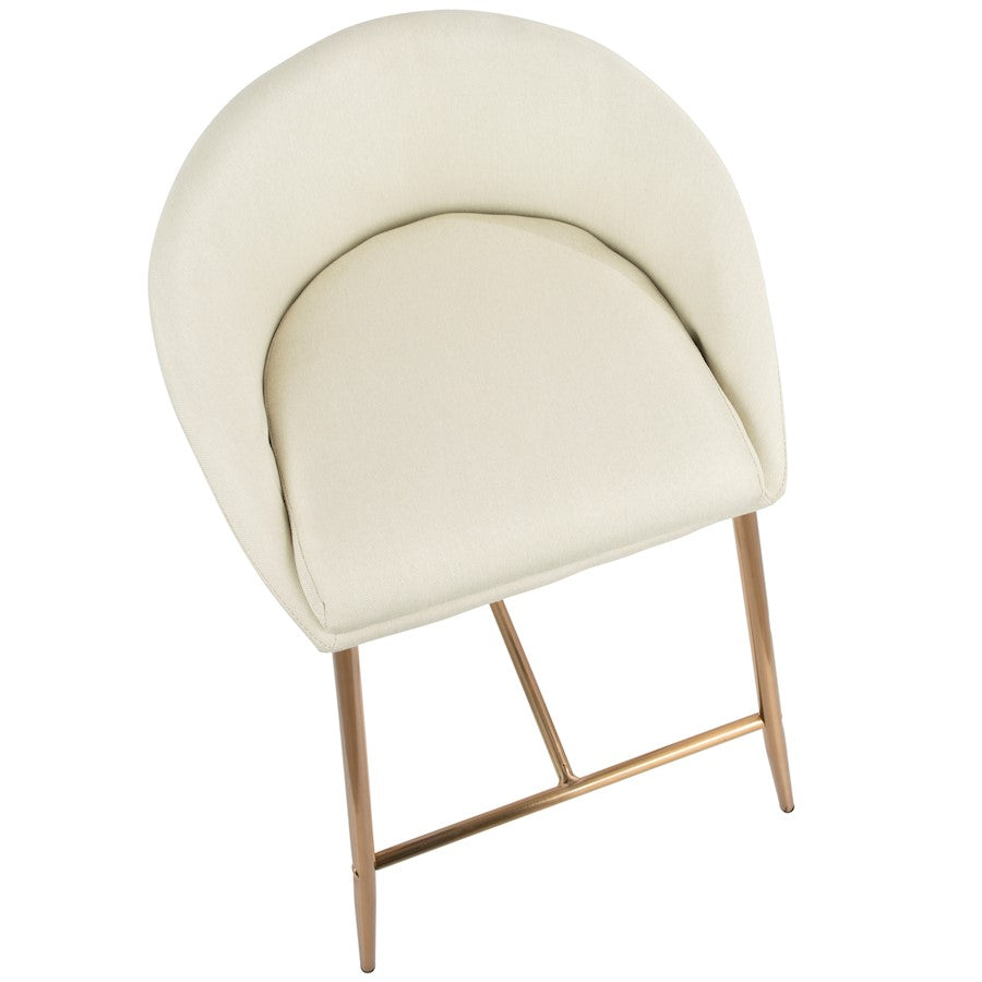 LumiSource Matisse Glam 26in Counter Stool | Gold Metal and Cream Fabric | Kitchen Island & Breakfast Bar Seating | Model B26-MATSEAUCR2