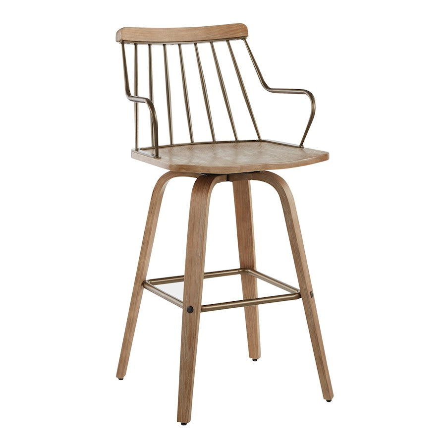 LumiSource Preston Counter Stool | White Washed Wood & Antique Copper Metal | Farmhouse Kitchen & Bar Seating | 26in Seat | Model B26-PRESTONWWANCU