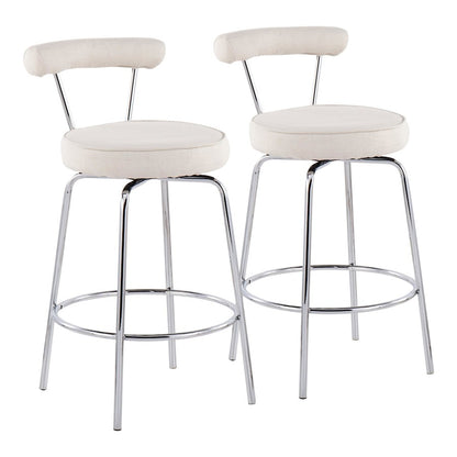 LumiSource Rhonda Counter Stool Set of 2 | Contemporary Cream Fabric & Chrome | Kitchen Island & Bar Seating | 20 x 20 x 34 in | Model B26-RHONDACR2