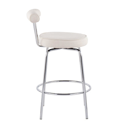 LumiSource Rhonda Counter Stool Set of 2 | Contemporary Cream Fabric & Chrome | Kitchen Island & Bar Seating | 20 x 20 x 34 in | Model B26-RHONDACR2