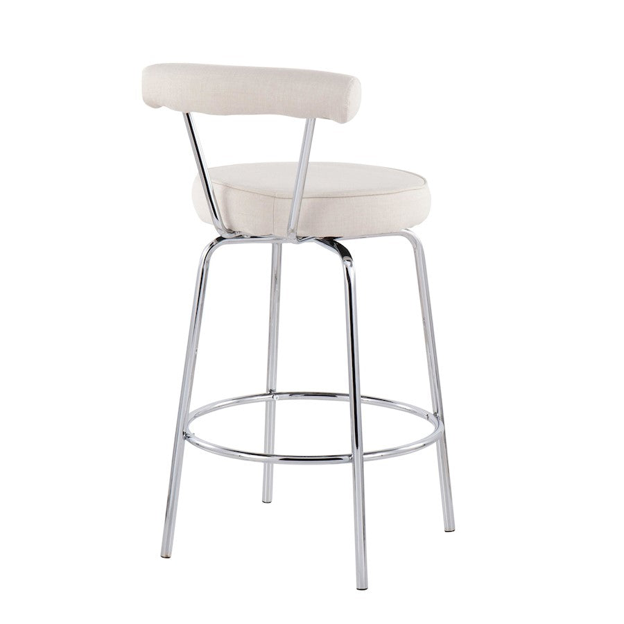 LumiSource Rhonda Counter Stool Set of 2 | Contemporary Cream Fabric & Chrome | Kitchen Island & Bar Seating | 20 x 20 x 34 in | Model B26-RHONDACR2