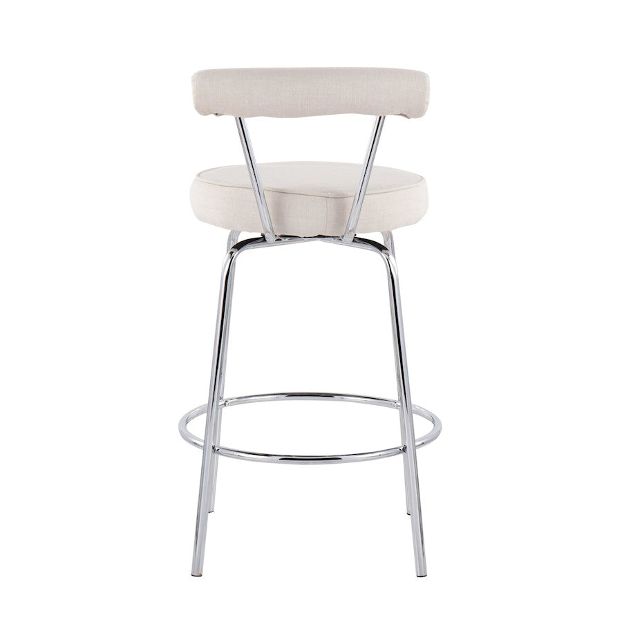 LumiSource Rhonda Counter Stool Set of 2 | Contemporary Cream Fabric & Chrome | Kitchen Island & Bar Seating | 20 x 20 x 34 in | Model B26-RHONDACR2