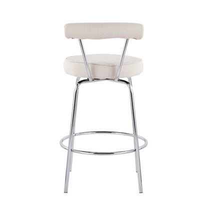 LumiSource Rhonda Counter Stool Set of 2 | Contemporary Cream Fabric & Chrome | Kitchen Island & Bar Seating | 20 x 20 x 34 in | Model B26-RHONDACR2