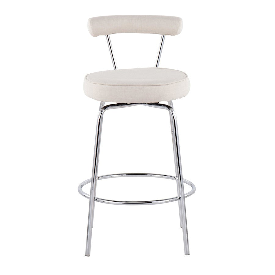 LumiSource Rhonda Counter Stool Set of 2 | Contemporary Cream Fabric & Chrome | Kitchen Island & Bar Seating | 20 x 20 x 34 in | Model B26-RHONDACR2