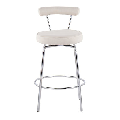 LumiSource Rhonda Counter Stool Set of 2 | Contemporary Cream Fabric & Chrome | Kitchen Island & Bar Seating | 20 x 20 x 34 in | Model B26-RHONDACR2