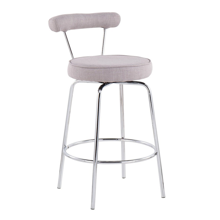 LumiSource Rhonda Counter Stool Set of 2 | Contemporary Light Grey Fabric & Chrome | Kitchen Island & Bar Seating | Model B26-RHONDALGY2