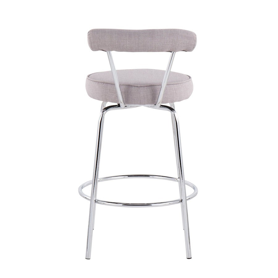 LumiSource Rhonda Counter Stool Set of 2 | Contemporary Light Grey Fabric & Chrome | Kitchen Island & Bar Seating | Model B26-RHONDALGY2