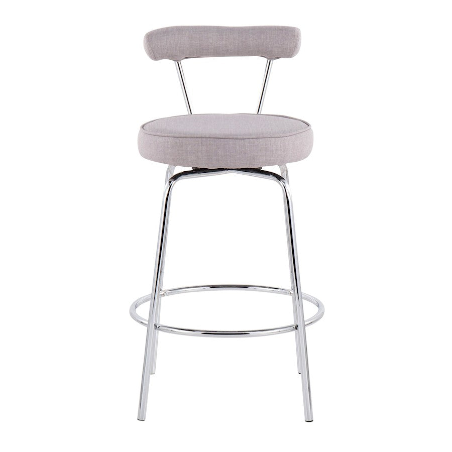 LumiSource Rhonda Counter Stool Set of 2 | Contemporary Light Grey Fabric & Chrome | Kitchen Island & Bar Seating | Model B26-RHONDALGY2