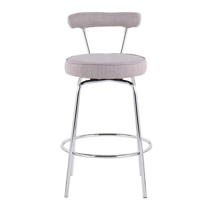 LumiSource Rhonda Counter Stool Set of 2 | Contemporary Light Grey Fabric & Chrome | Kitchen Island & Bar Seating | Model B26-RHONDALGY2