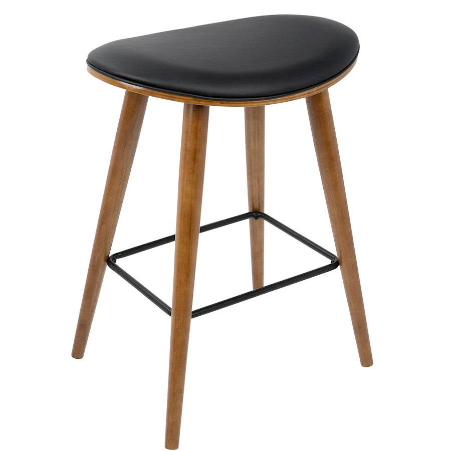LumiSource Saddle Counter Stool (Set of 2) | Mid-Century Walnut Bentwood & Black Metal | Kitchen Island & Bar Seating | Model B26-SADLWL-BK2