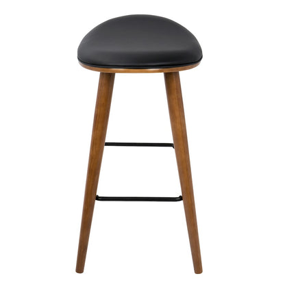 LumiSource Saddle Counter Stool (Set of 2) | Mid-Century Walnut Bentwood & Black Metal | Kitchen Island & Bar Seating | Model B26-SADLWL-BK2