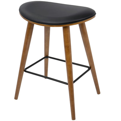 LumiSource Saddle Counter Stool (Set of 2) | Mid-Century Walnut Bentwood & Black Metal | Kitchen Island & Bar Seating | Model B26-SADLWL-BK2